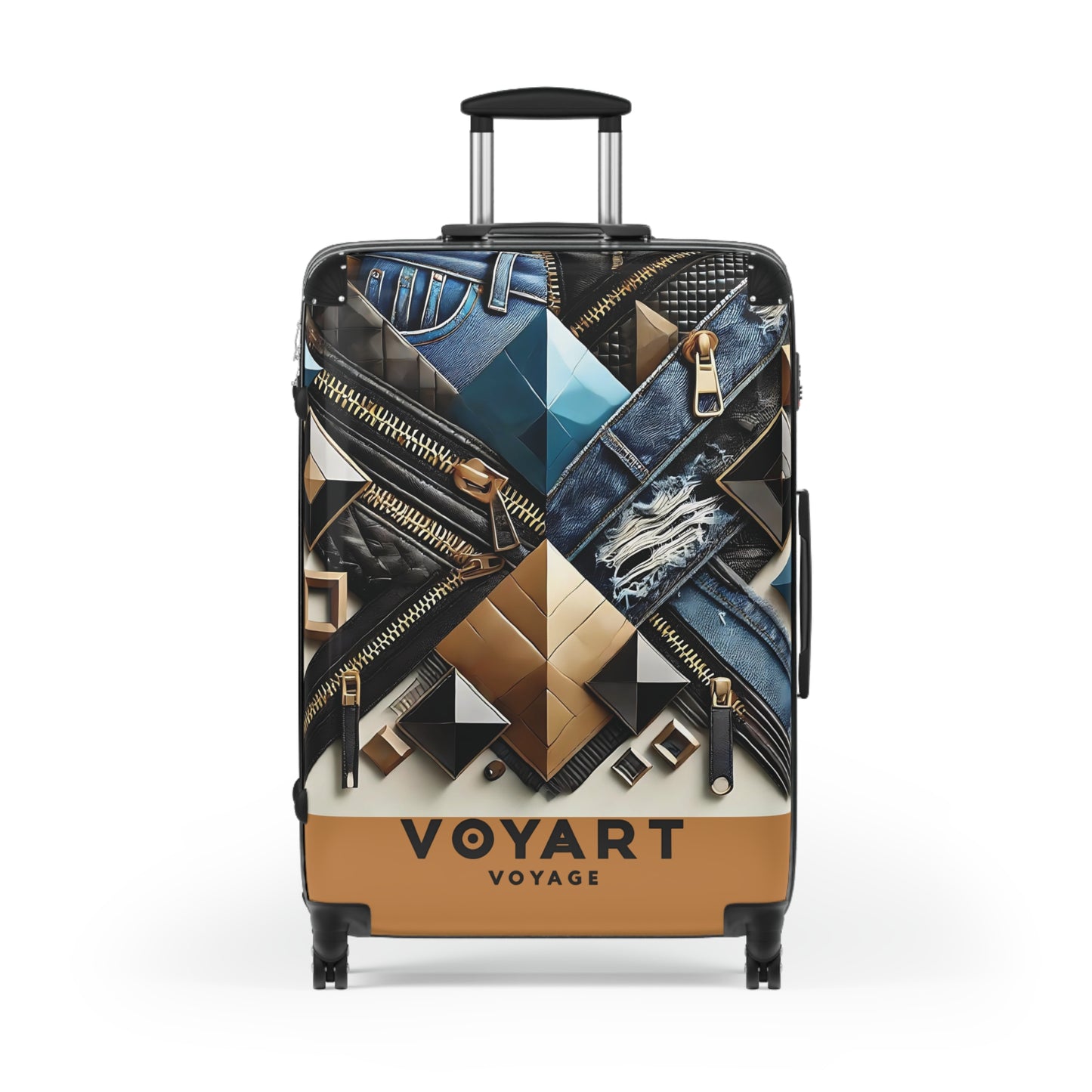 VV Rolling Suitcase w/360° Swivel Wheels: Denim & Leather