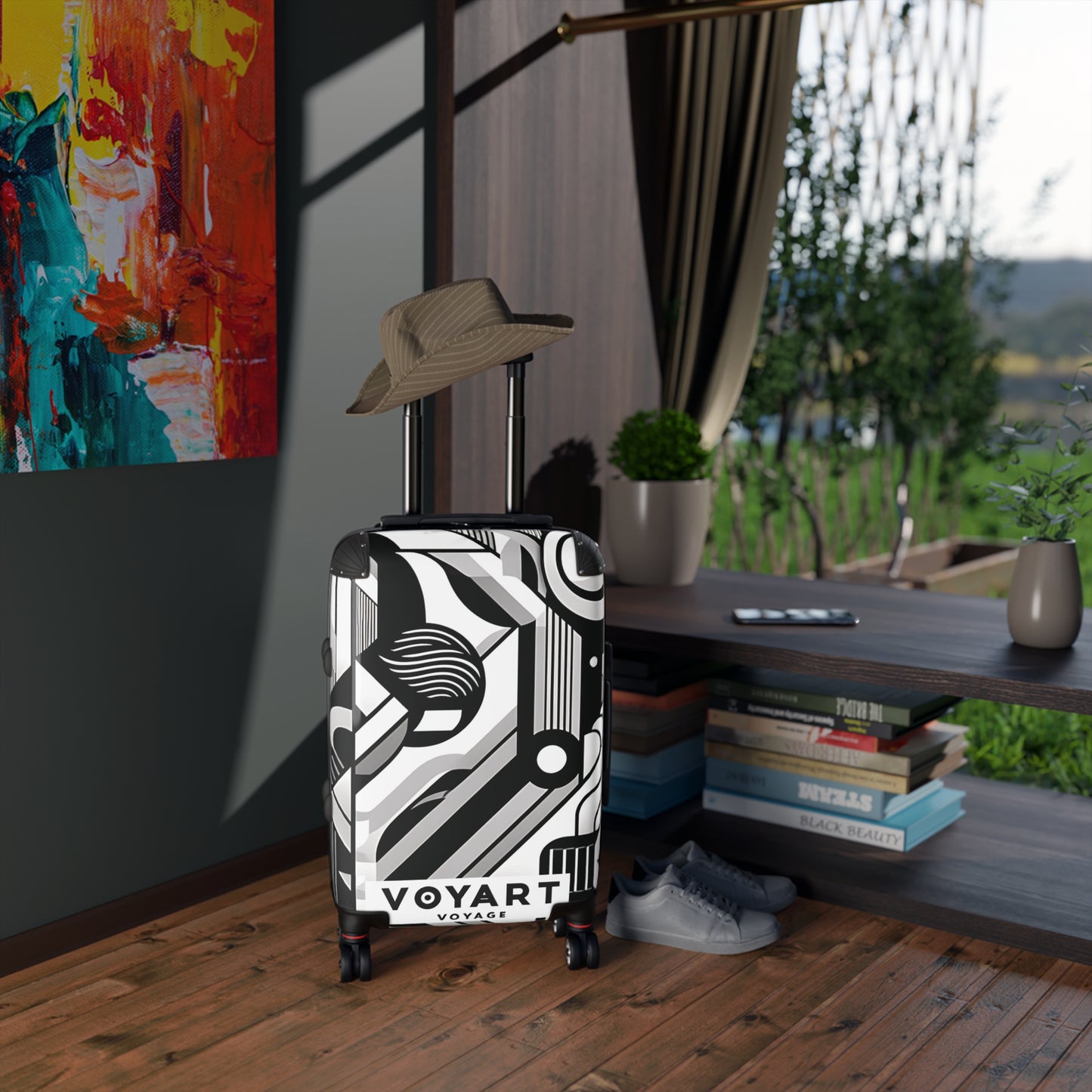 VV Rolling Suitcase w/360° Swivel Wheels: Gallery Black & White