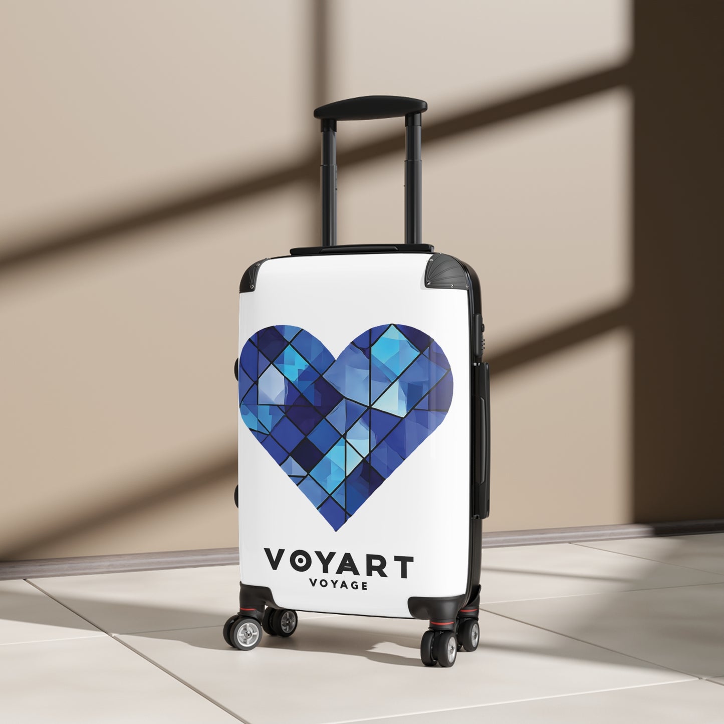 VV Rolling Suitcase w/360° Swivel Wheels: Blue Heart