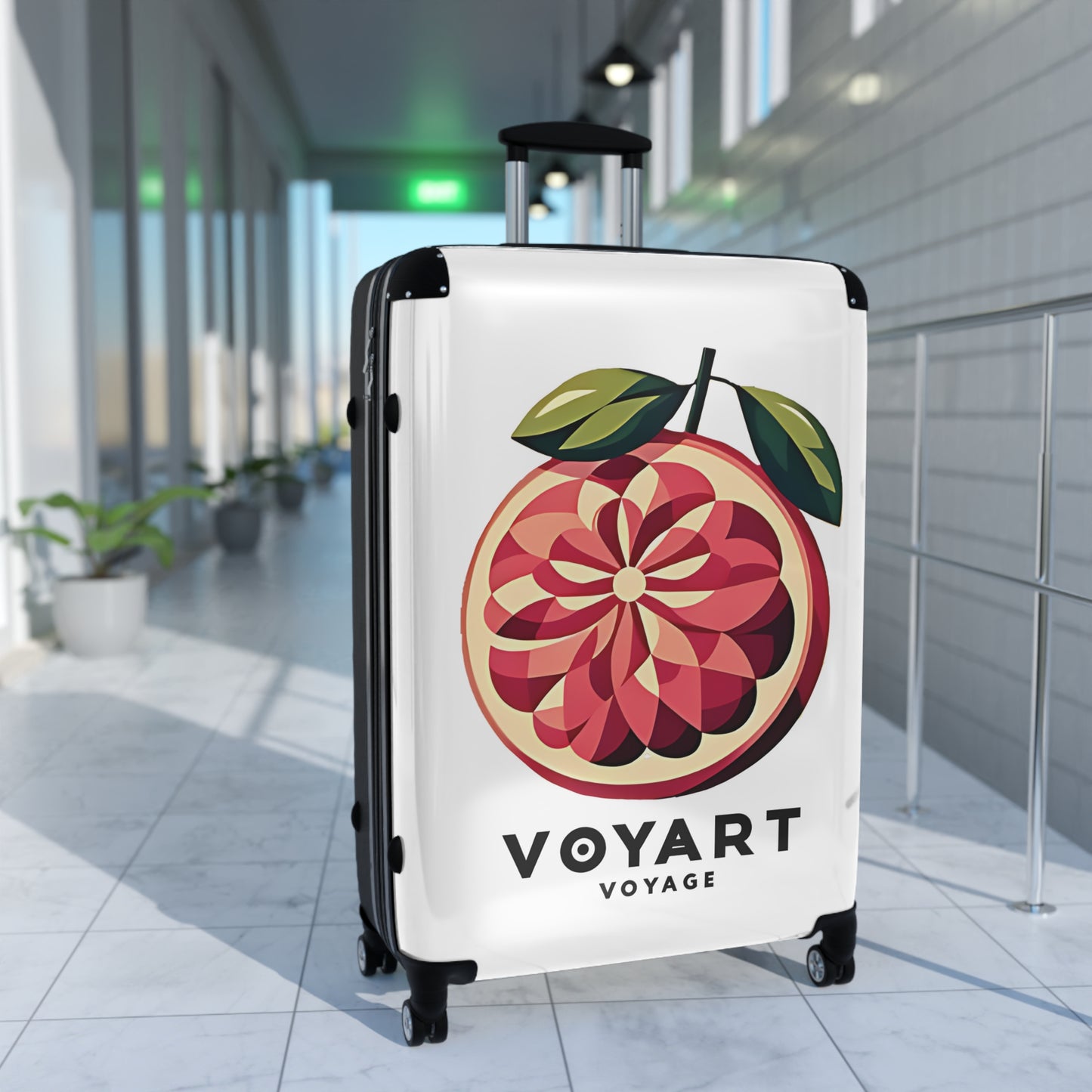 VV Rolling Suitcase w/360° Swivel Wheels: Pink Grapefruit