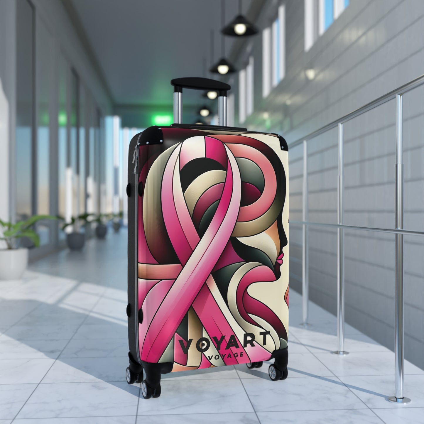 VV Rolling Suitcase w/360° Swivel Wheels: Pink Purpose