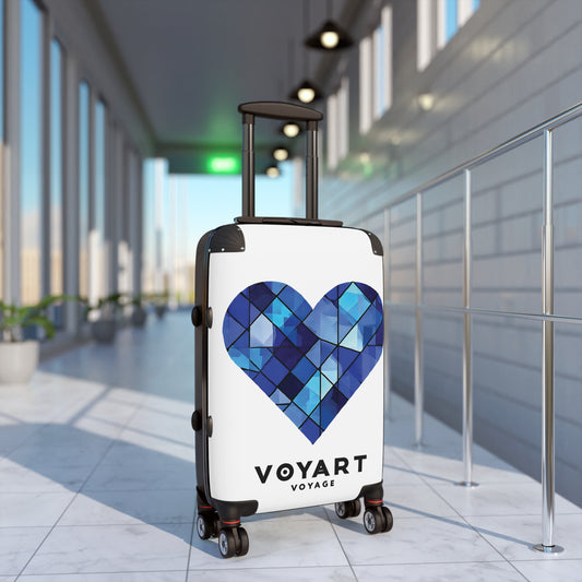 VV Rolling Suitcase w/360° Swivel Wheels: Blue Heart