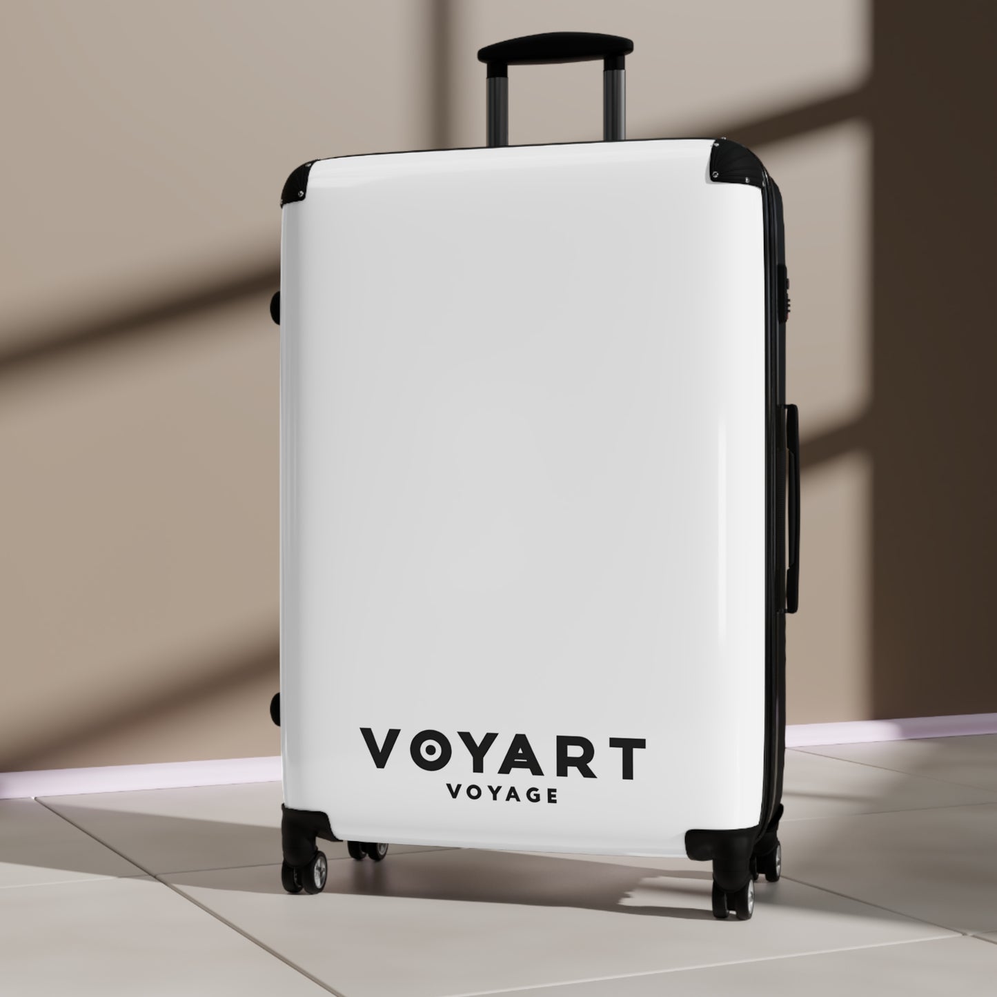 VV Rolling Suitcase w/360° Swivel Wheels: White Snow