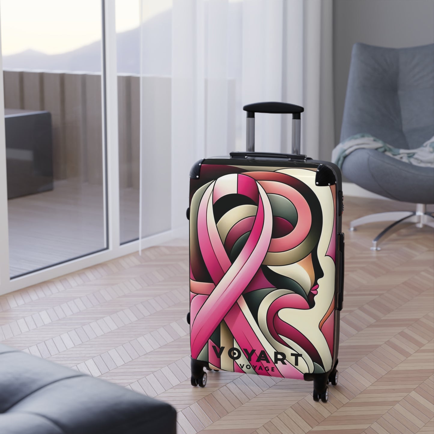 VV Rolling Suitcase w/360° Swivel Wheels: Pink Purpose