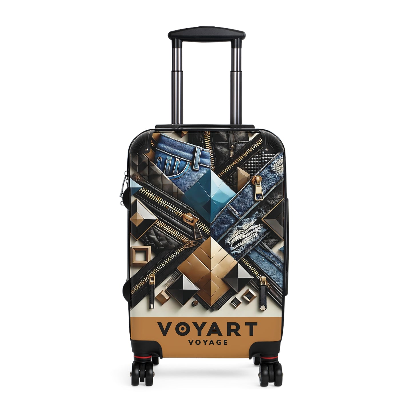 VV Rolling Suitcase w/360° Swivel Wheels: Denim & Leather