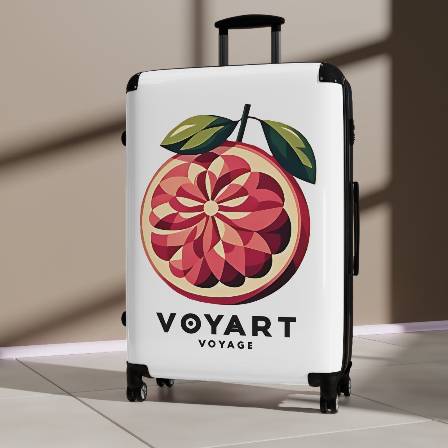 VV Rolling Suitcase w/360° Swivel Wheels: Pink Grapefruit