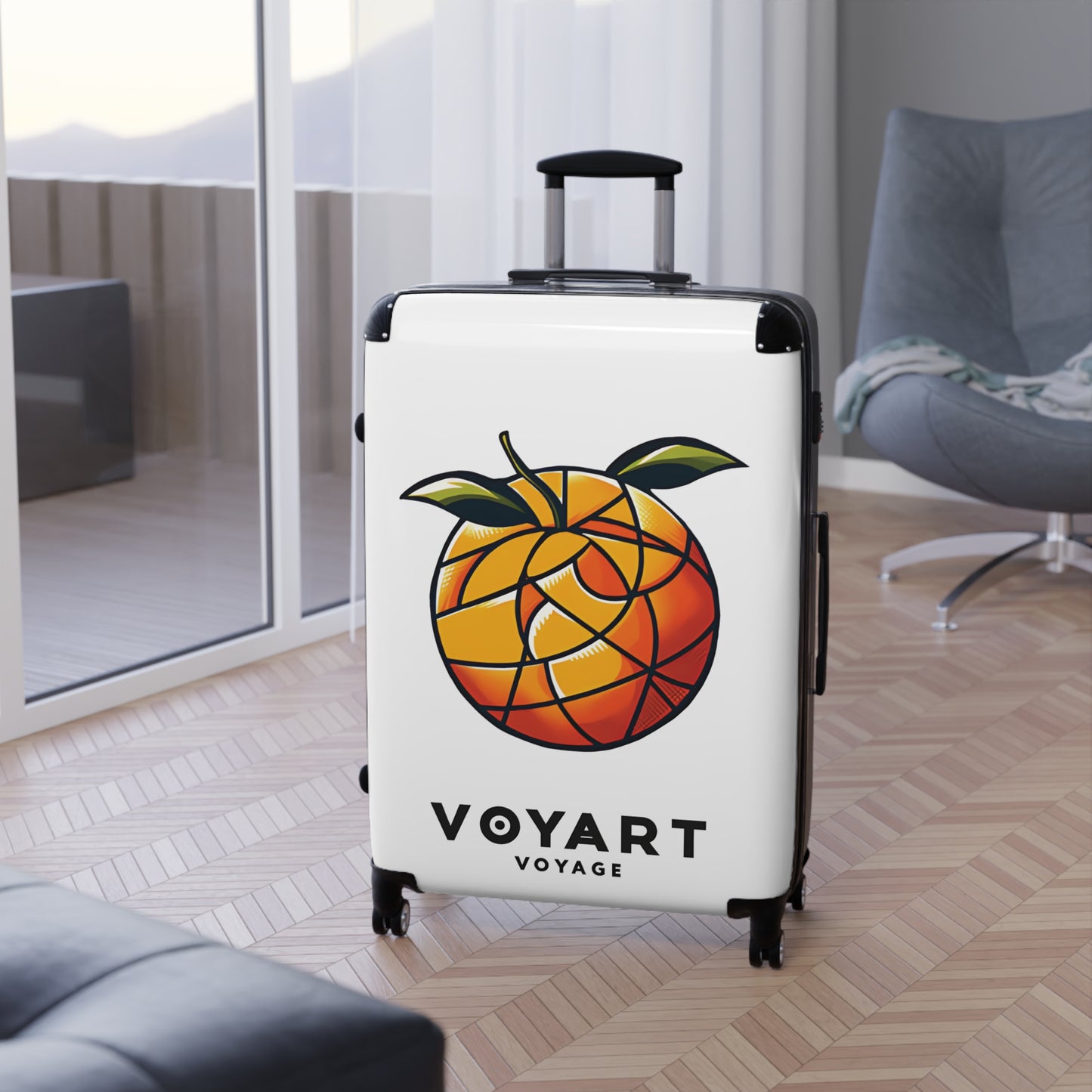 VV Rolling Suitcase w/360° Swivel Wheels: Orange