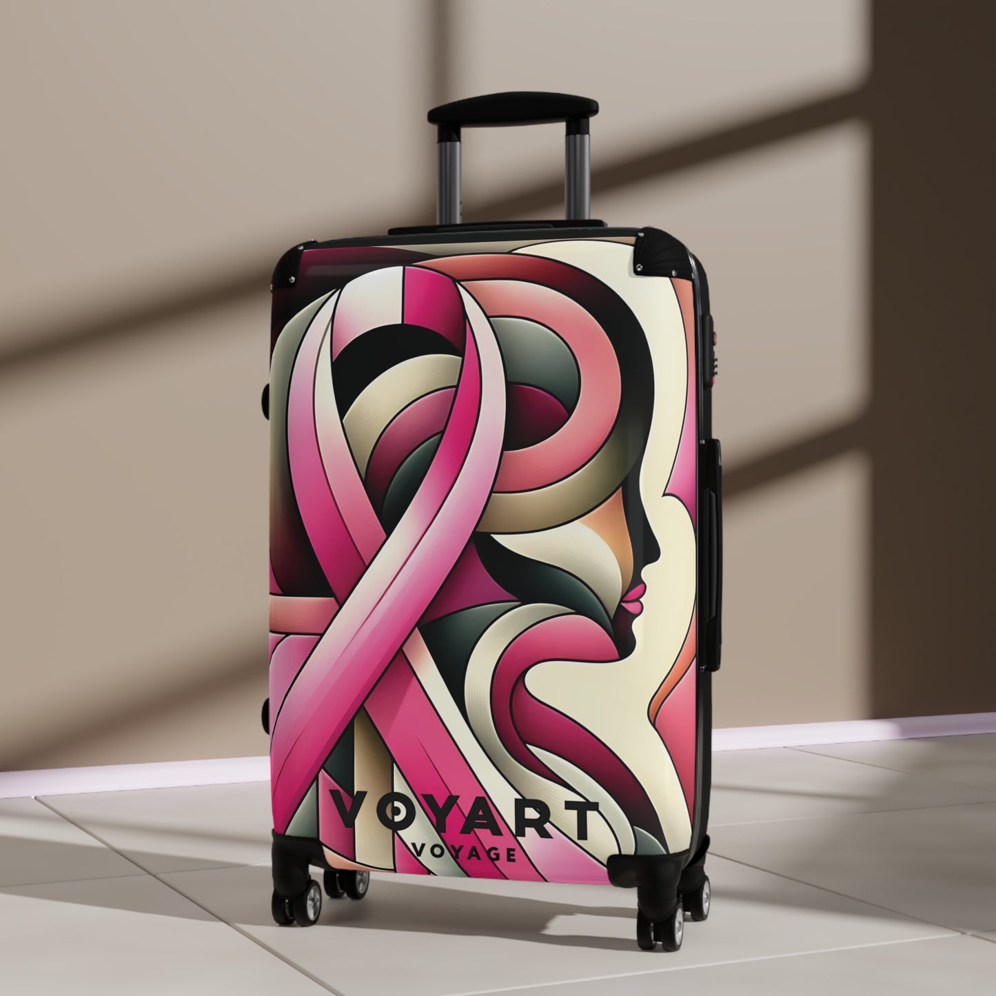 VV Rolling Suitcase w/360° Swivel Wheels: Pink Purpose