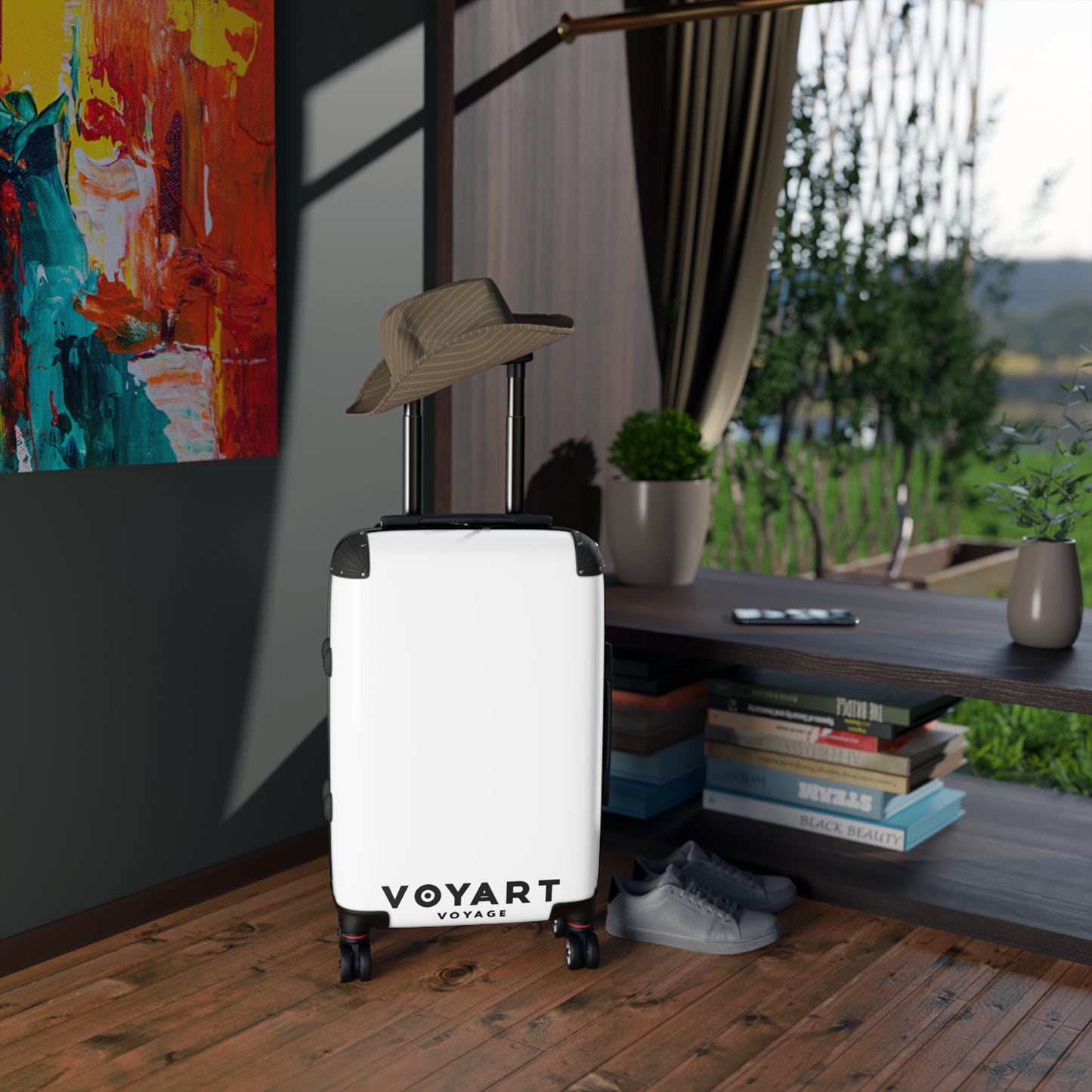 VV Rolling Suitcase w/360° Swivel Wheels: White Snow