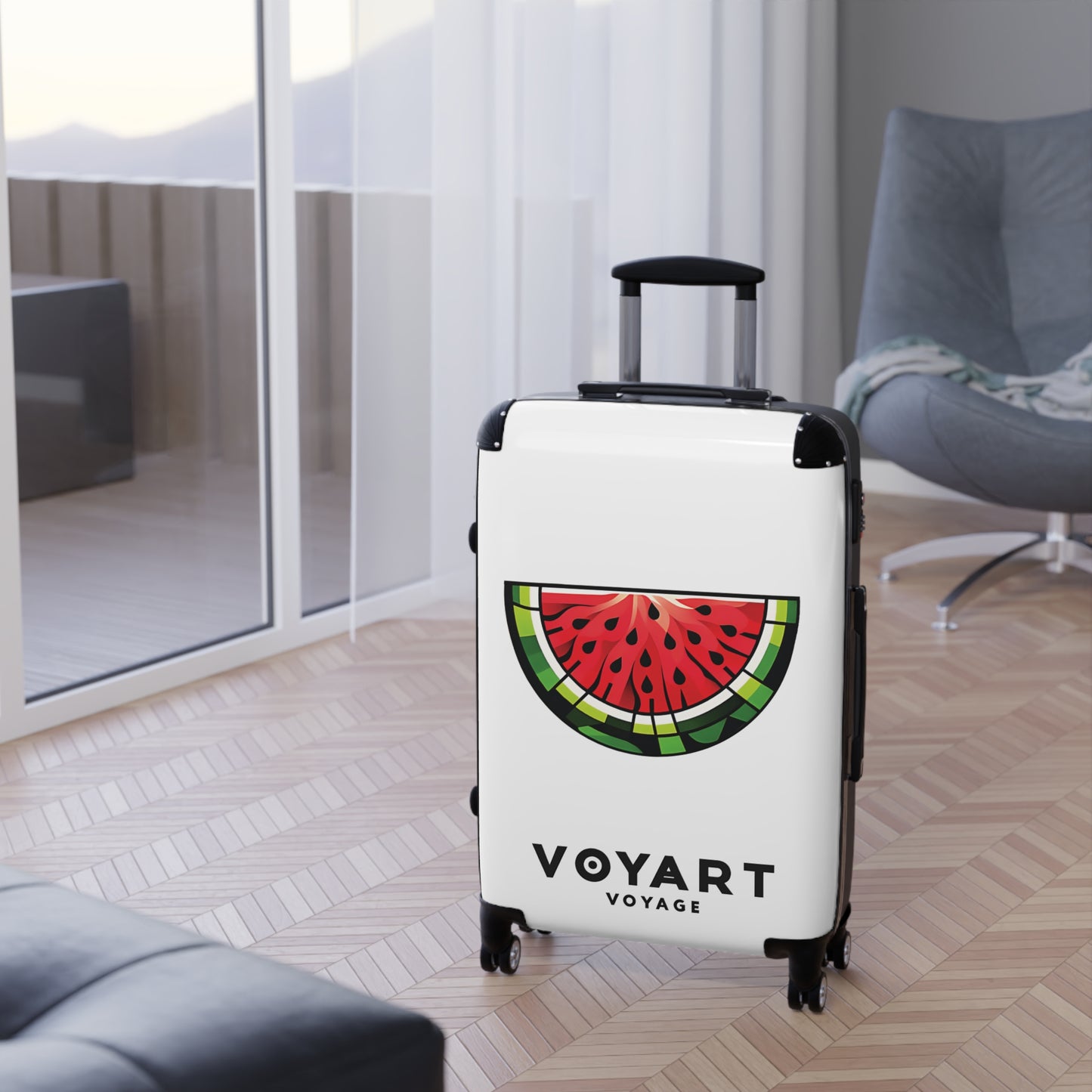 VV Rolling Suitcase w/360° Swivel Wheels: Watermelon