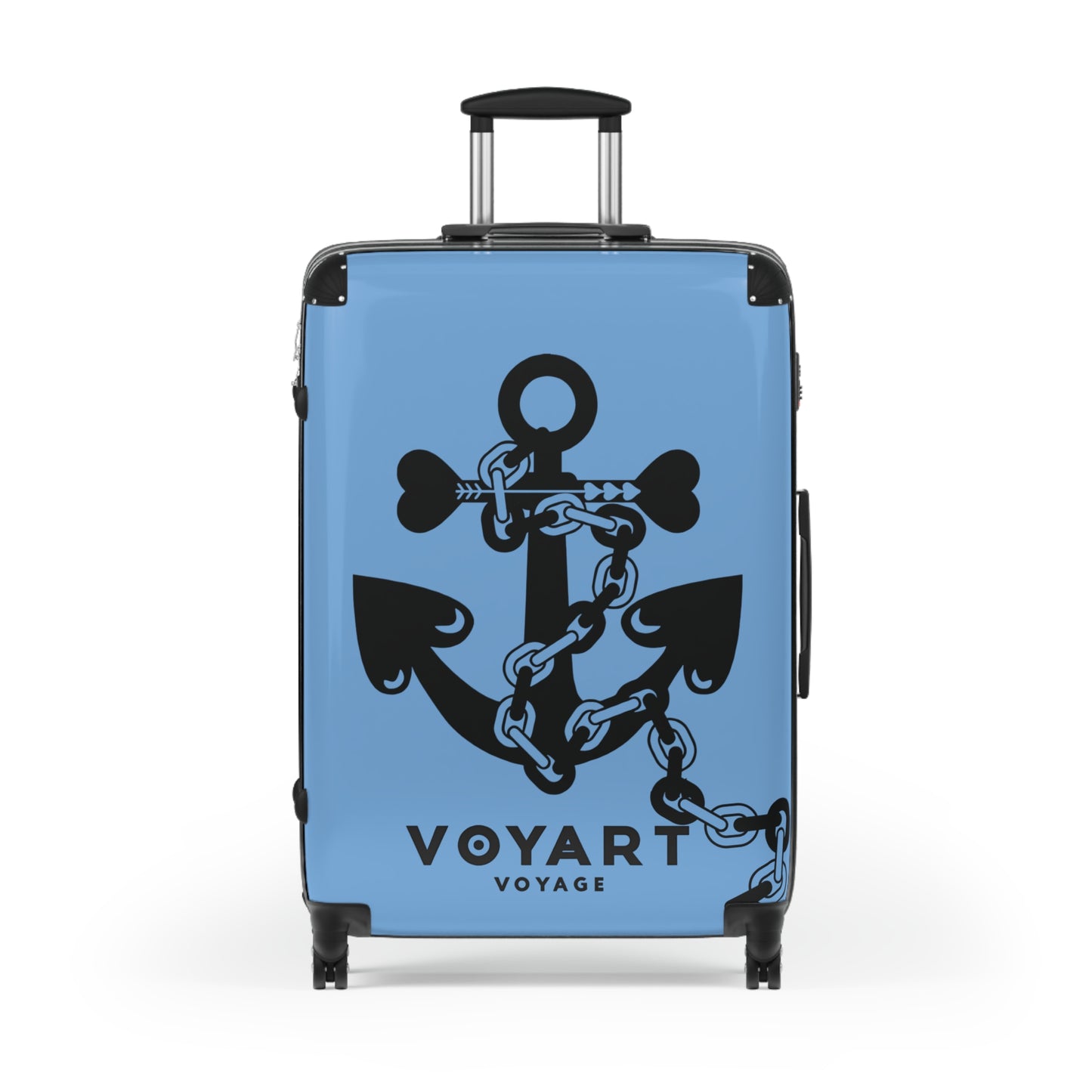 VV Rolling Suitcase w/360° Swivel Wheels: LIGHT BLUE Love Anchor