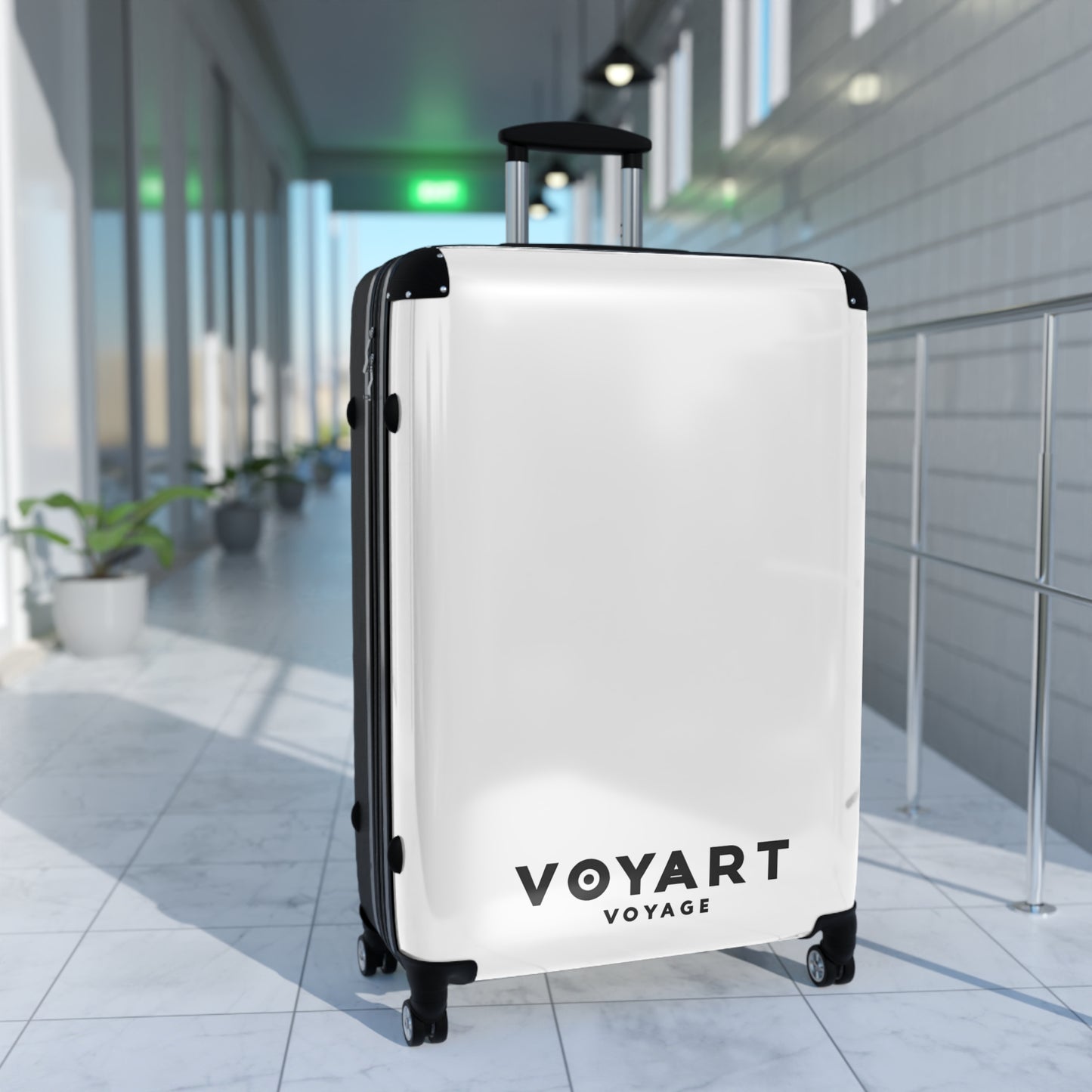 VV Rolling Suitcase w/360° Swivel Wheels: White Snow