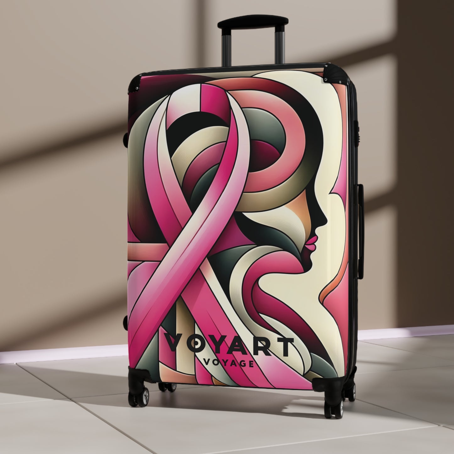 VV Rolling Suitcase w/360° Swivel Wheels: Pink Purpose