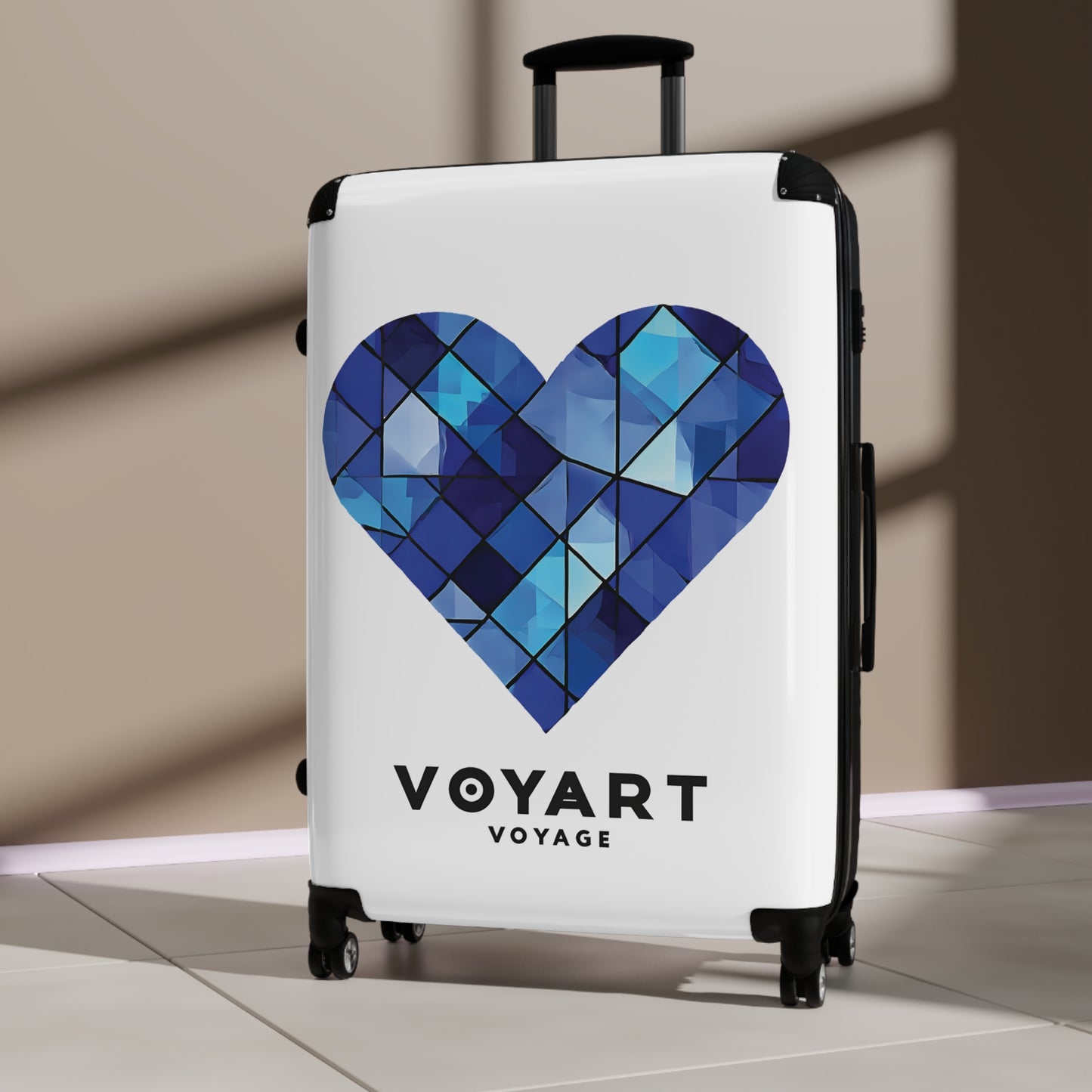 VV Rolling Suitcase w/360° Swivel Wheels: Blue Heart