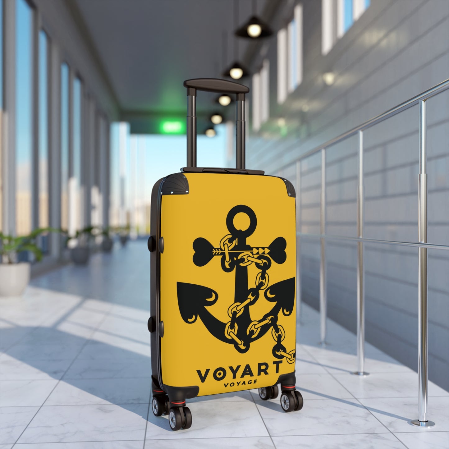 VV Rolling Suitcase w/360° Swivel Wheels: YELLOW Love Anchor