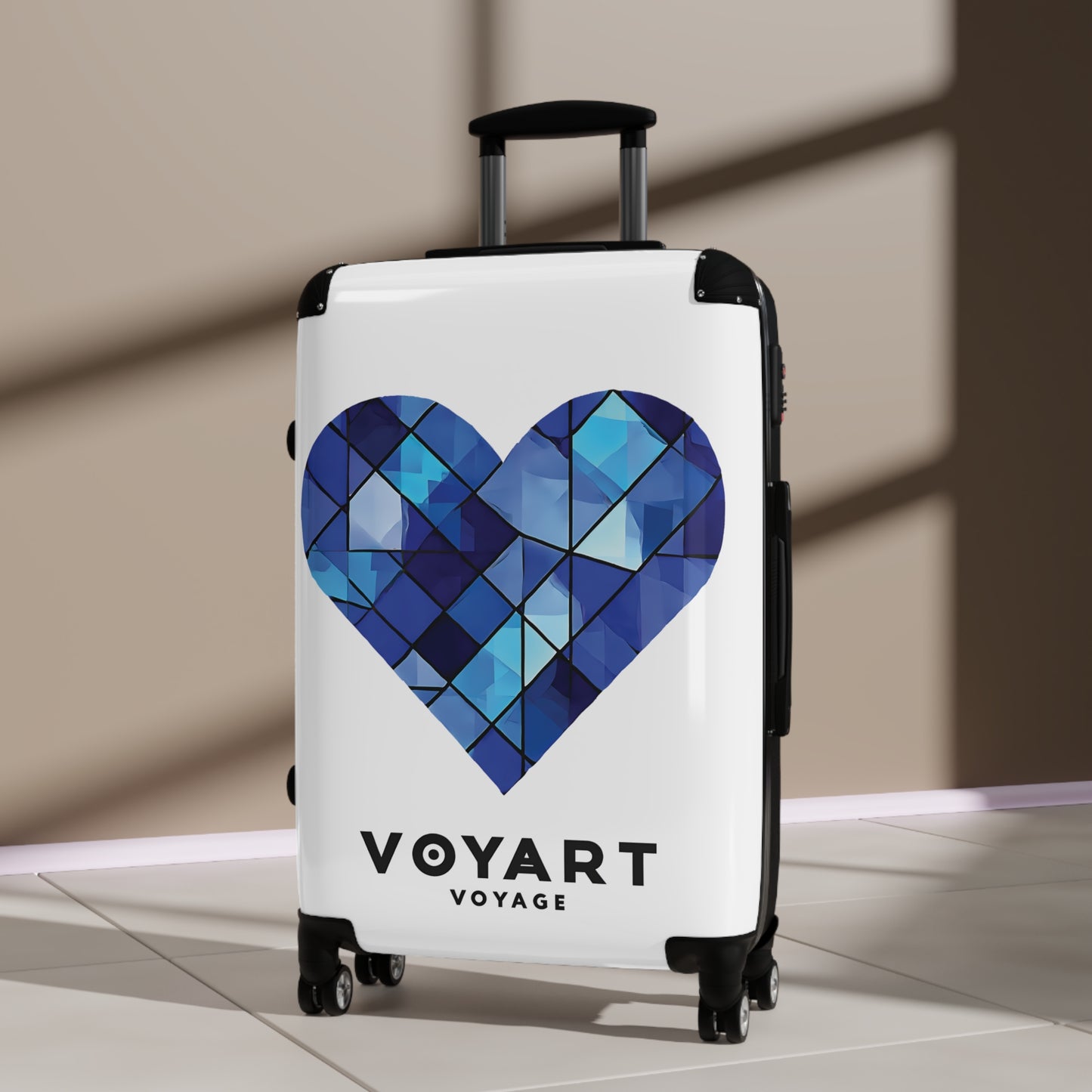 VV Rolling Suitcase w/360° Swivel Wheels: Blue Heart