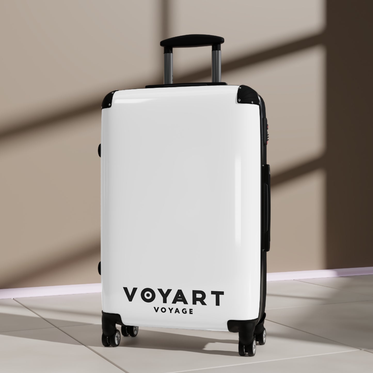 VV Rolling Suitcase w/360° Swivel Wheels: White Snow