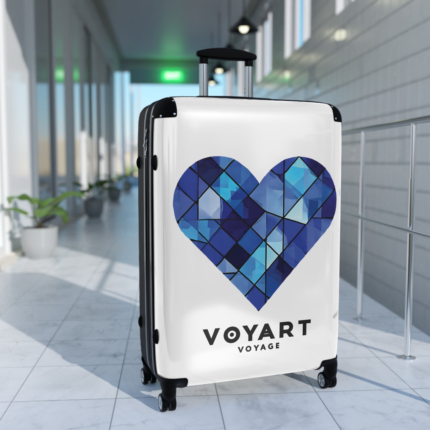 VV Rolling Suitcase w/360° Swivel Wheels: Blue Heart