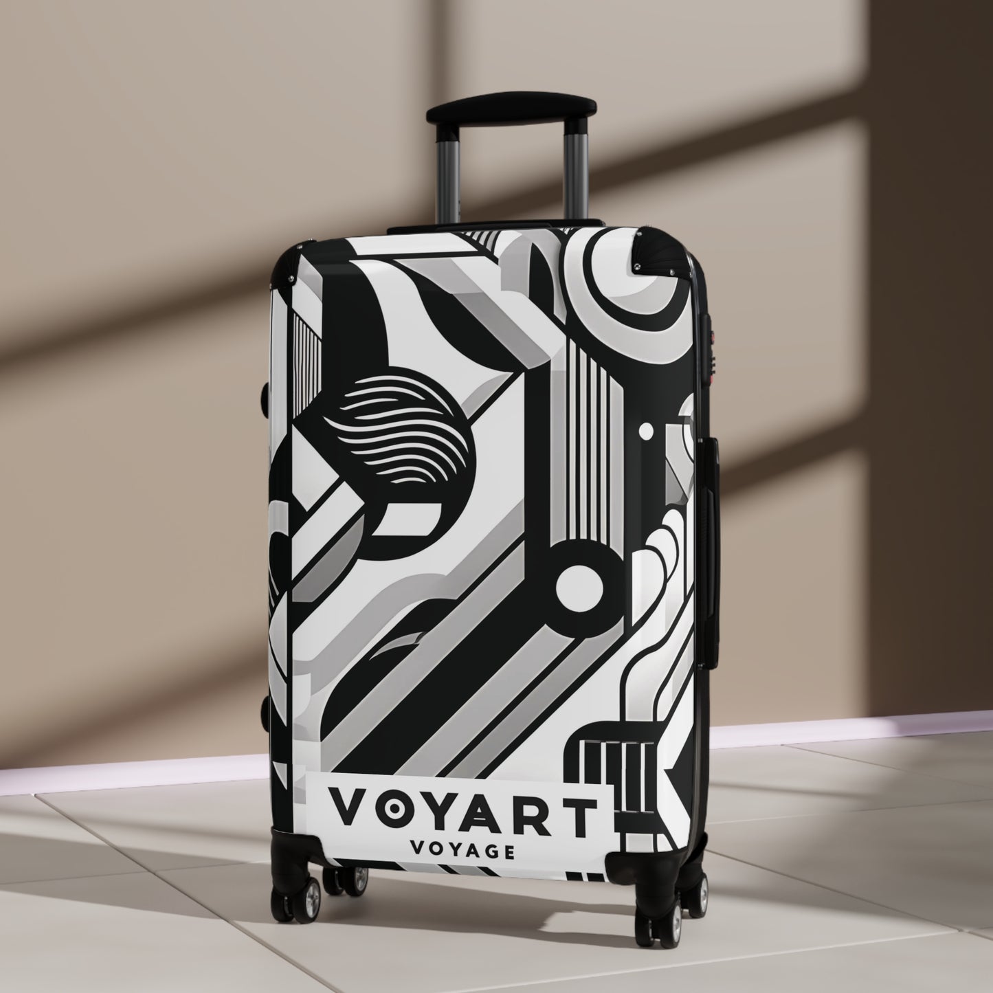 VV Rolling Suitcase w/360° Swivel Wheels: Gallery Black & White