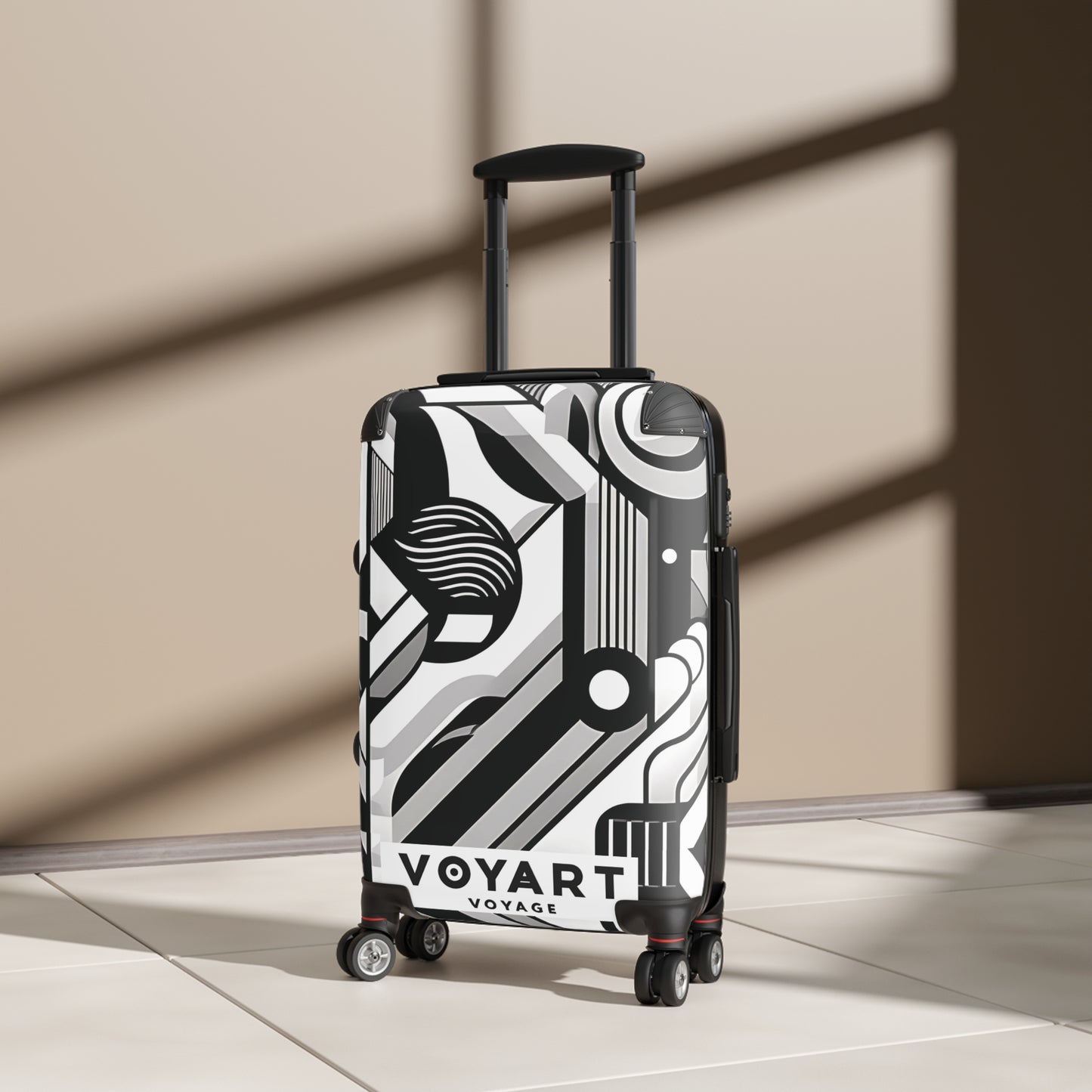 VV Rolling Suitcase w/360° Swivel Wheels: Gallery Black & White