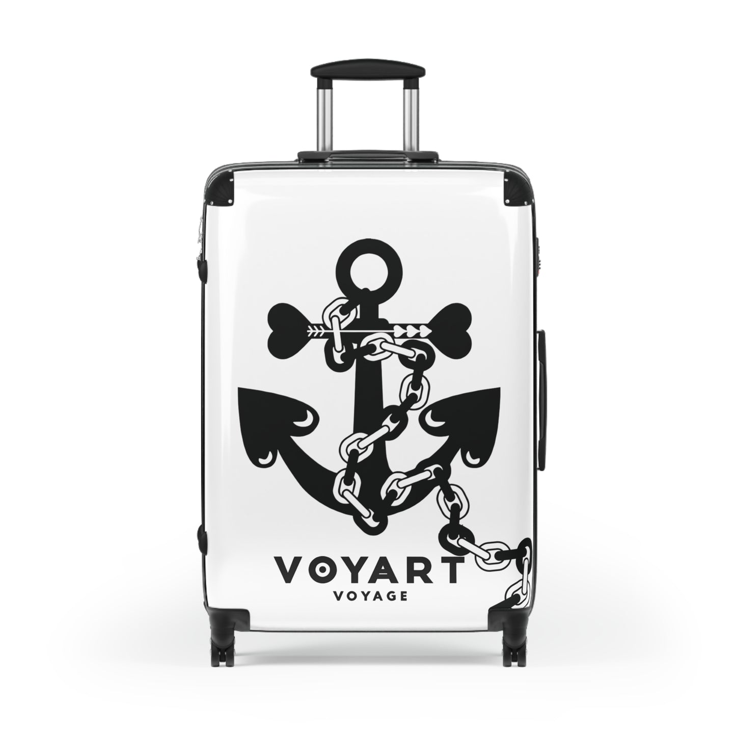 VV Rolling Suitcase w/360° Swivel Wheels: WHITE Love Anchor