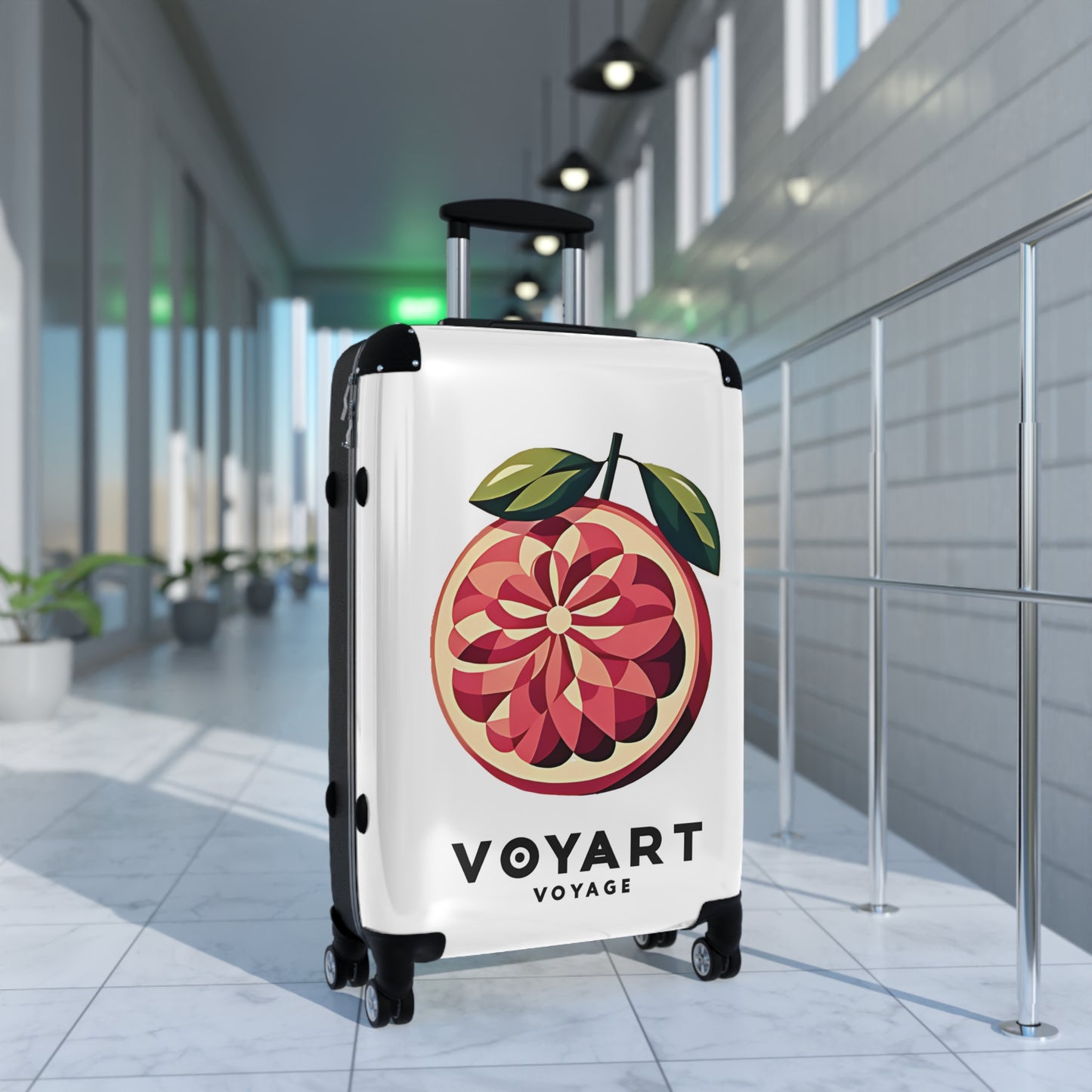 VV Rolling Suitcase w/360° Swivel Wheels: Pink Grapefruit