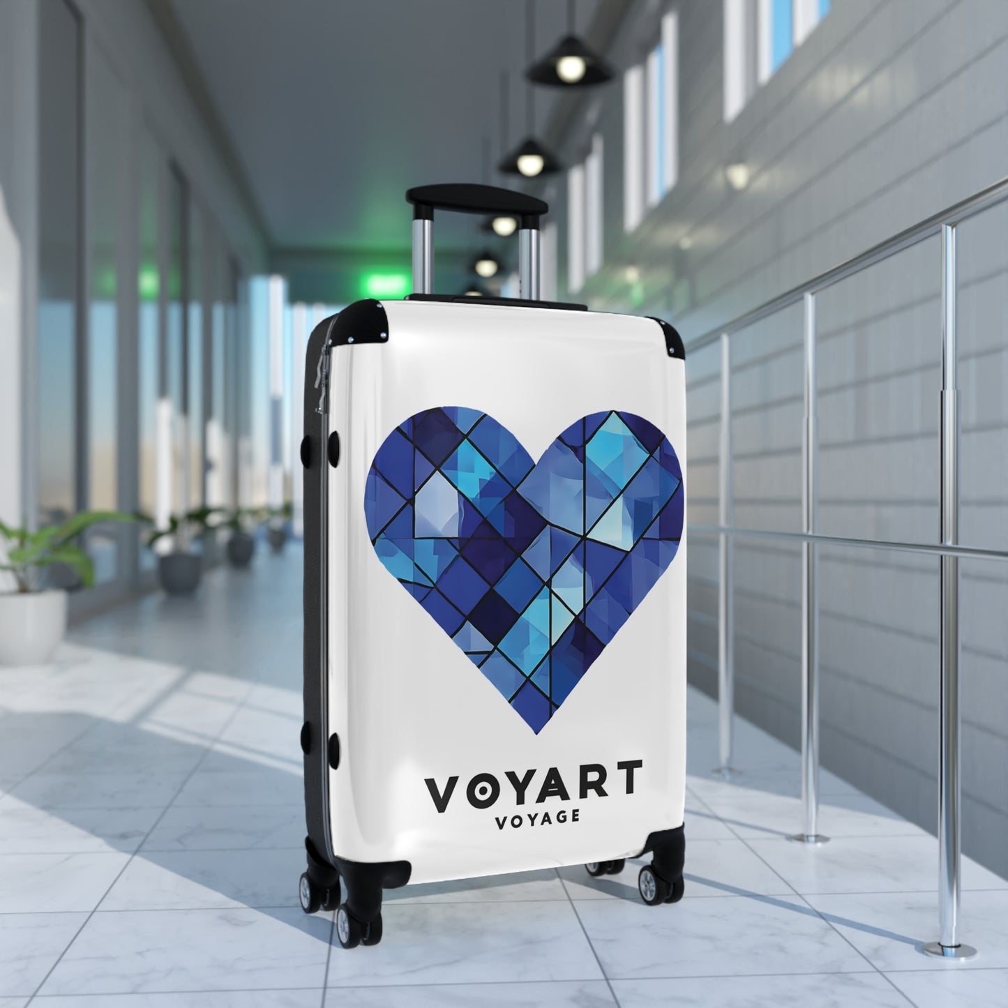 VV Rolling Suitcase w/360° Swivel Wheels: Blue Heart