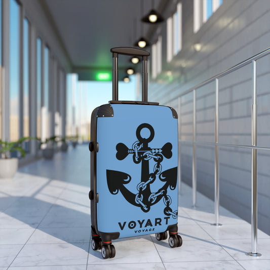 VV Rolling Suitcase w/360° Swivel Wheels: LIGHT BLUE Love Anchor