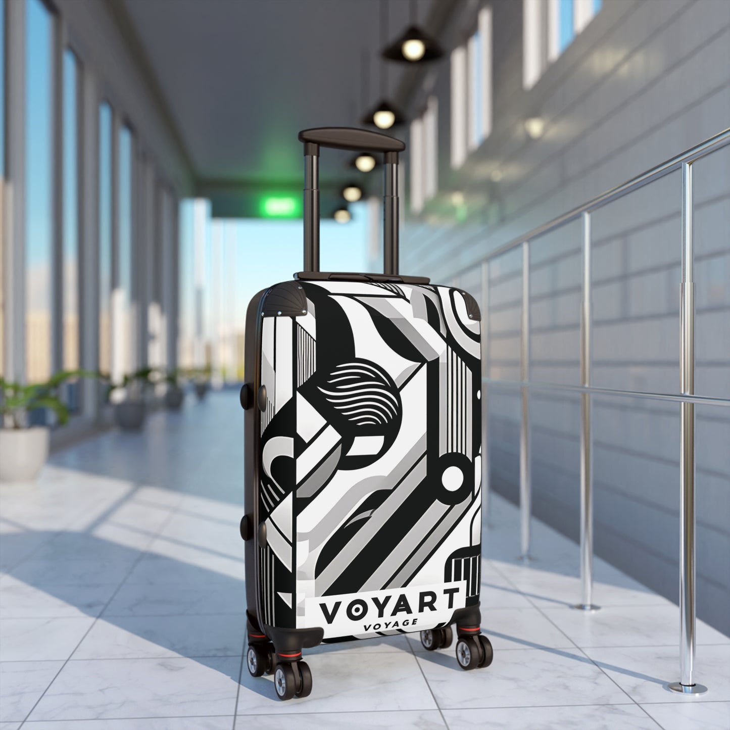 VV Rolling Suitcase w/360° Swivel Wheels: Gallery Black & White