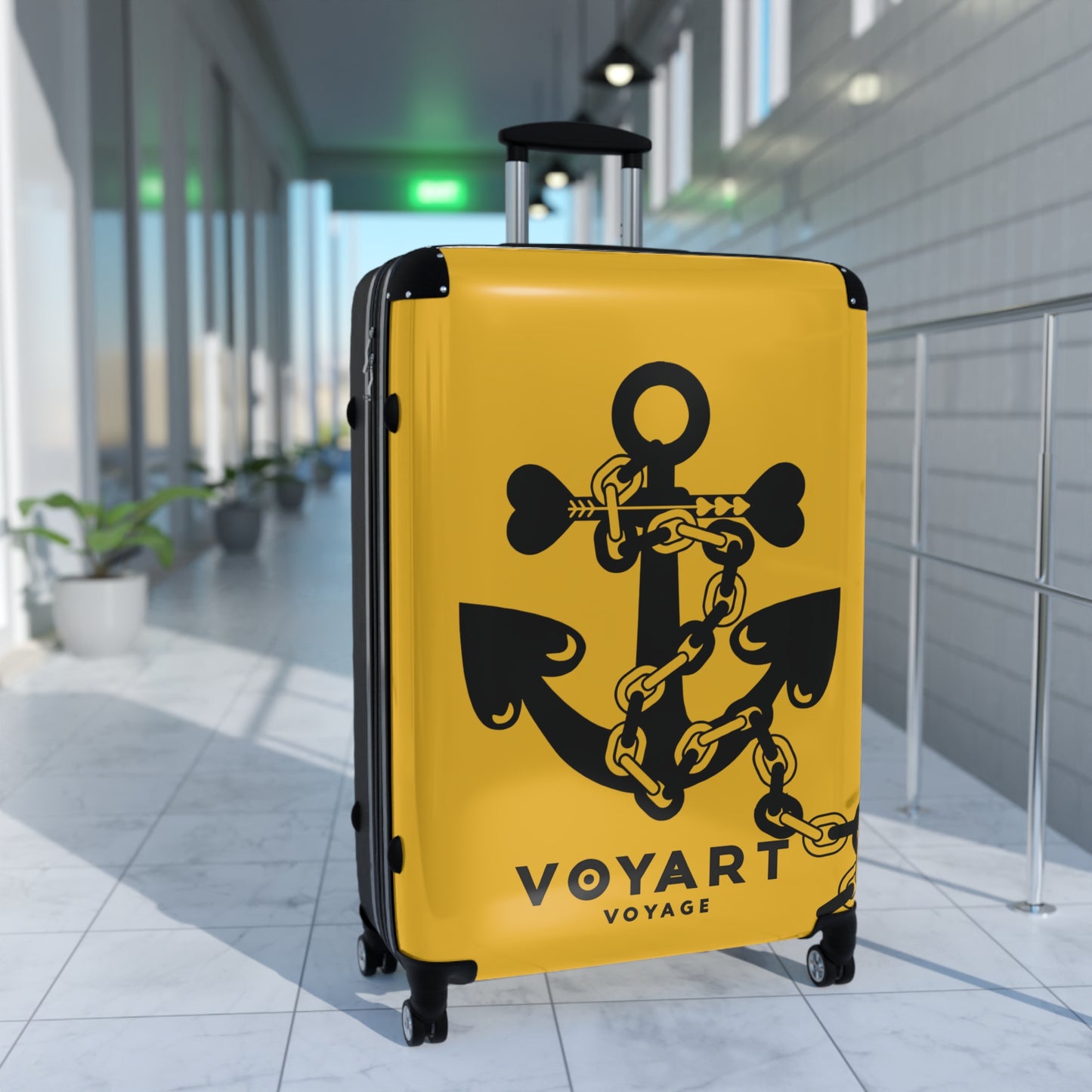 VV Rolling Suitcase w/360° Swivel Wheels: YELLOW Love Anchor