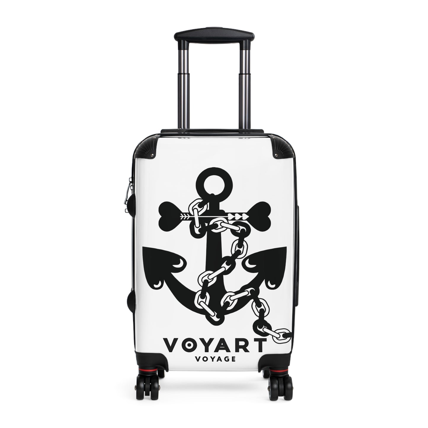 VV Rolling Suitcase w/360° Swivel Wheels: WHITE Love Anchor