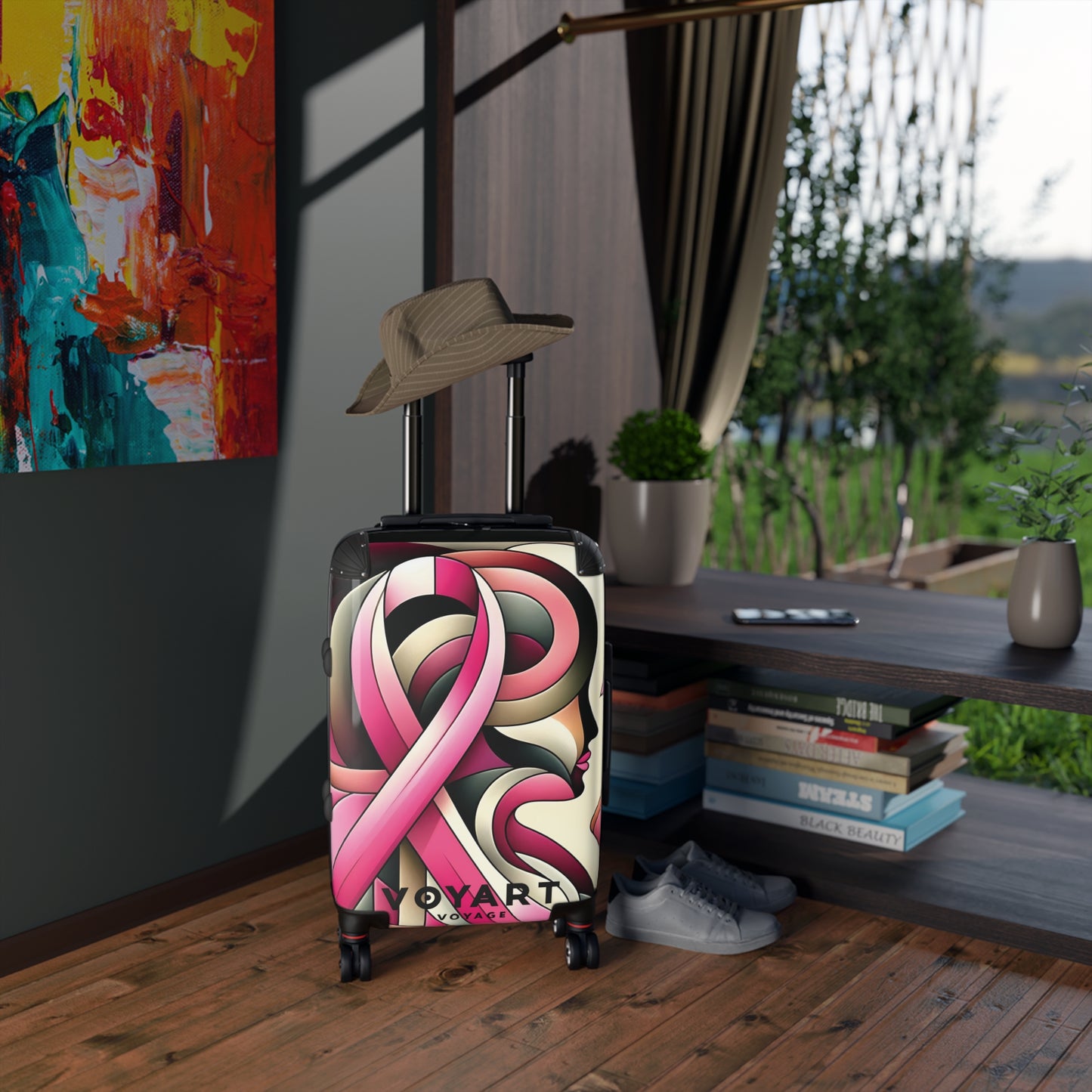 VV Rolling Suitcase w/360° Swivel Wheels: Pink Purpose