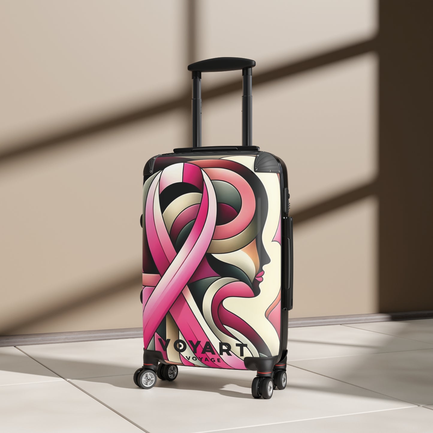 VV Rolling Suitcase w/360° Swivel Wheels: Pink Purpose