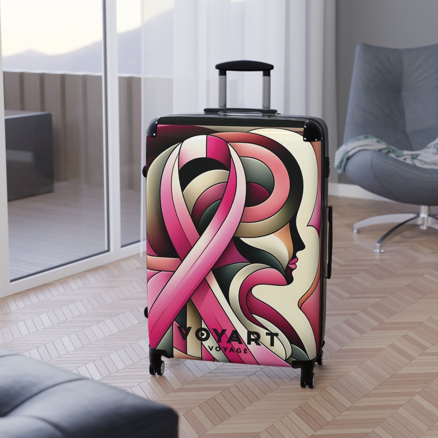 VV Rolling Suitcase w/360° Swivel Wheels: Pink Purpose