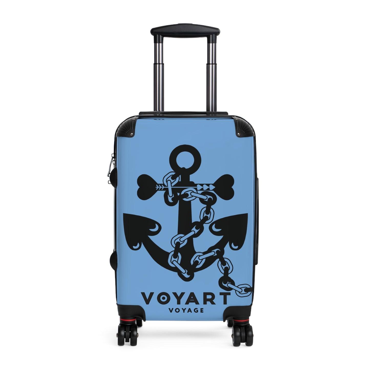 VV Rolling Suitcase w/360° Swivel Wheels: LIGHT BLUE Love Anchor