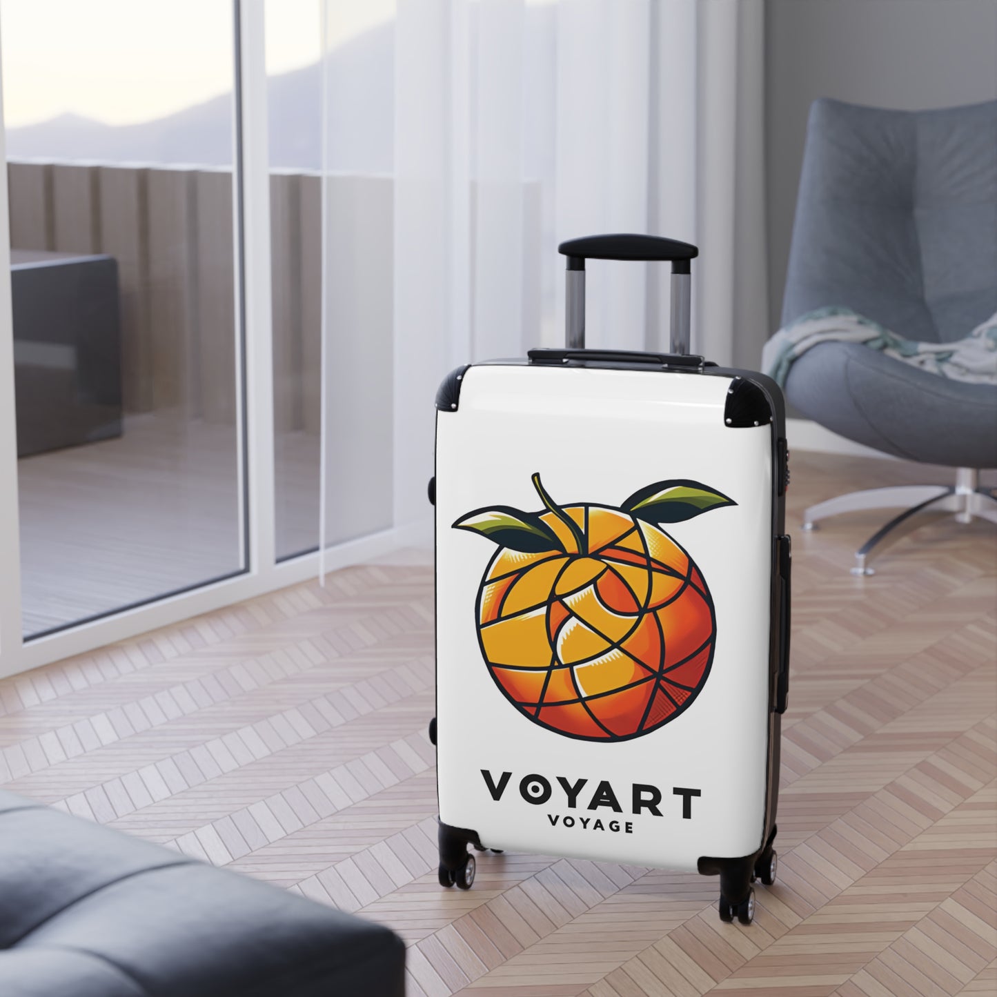 VV Rolling Suitcase w/360° Swivel Wheels: Orange