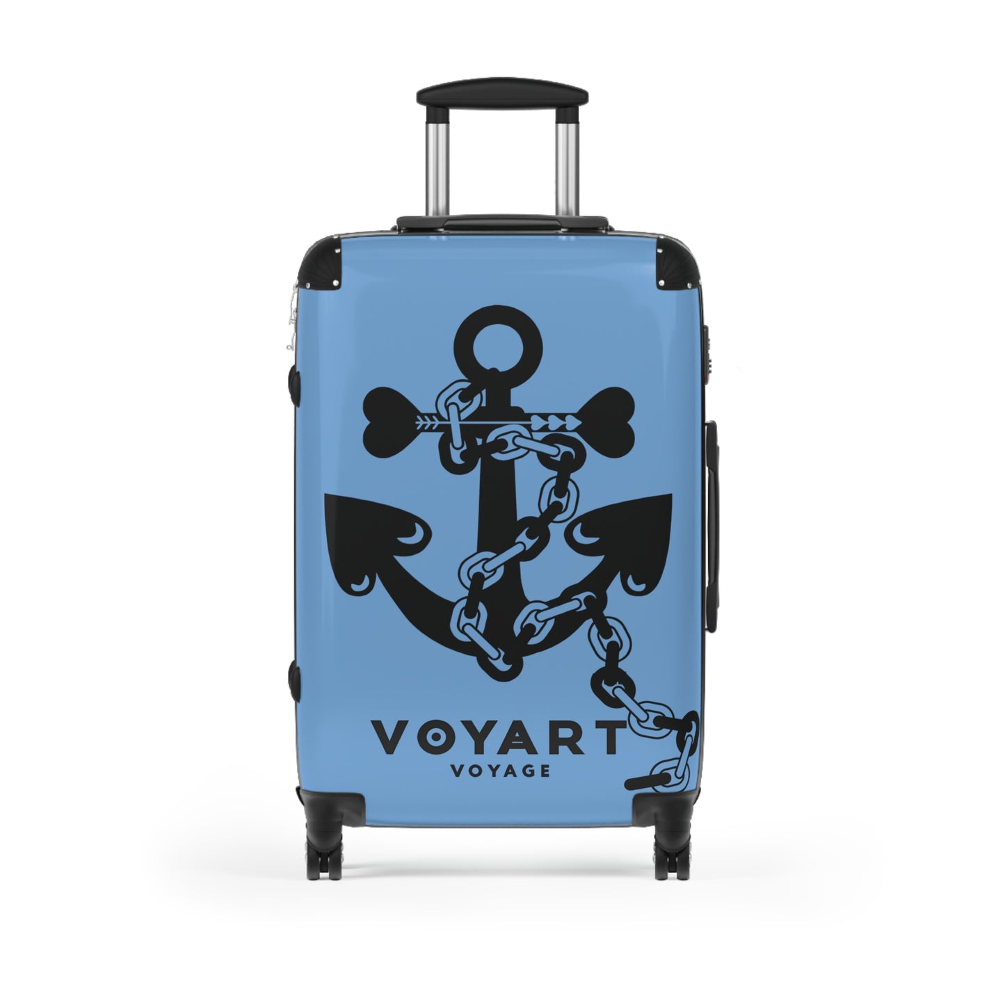 VV Rolling Suitcase w/360° Swivel Wheels: LIGHT BLUE Love Anchor