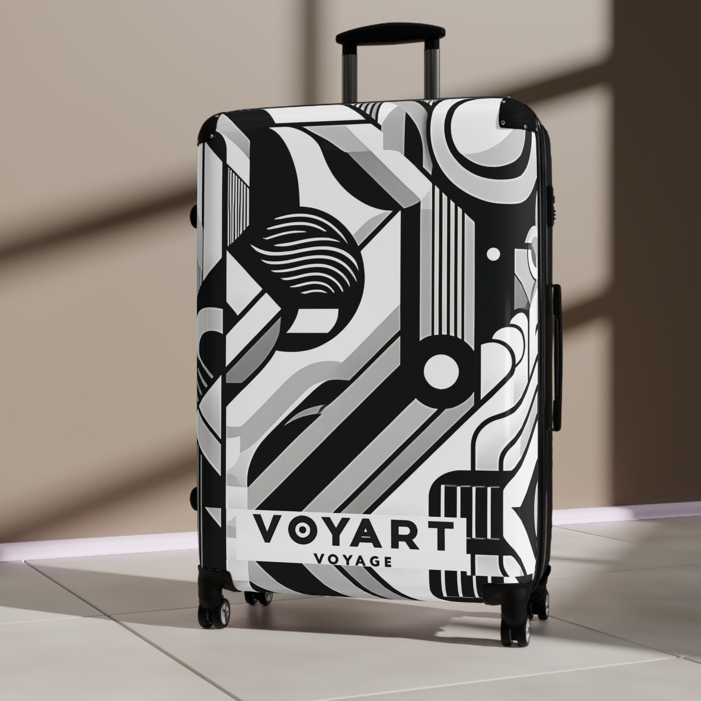 VV Rolling Suitcase w/360° Swivel Wheels: Gallery Black & White