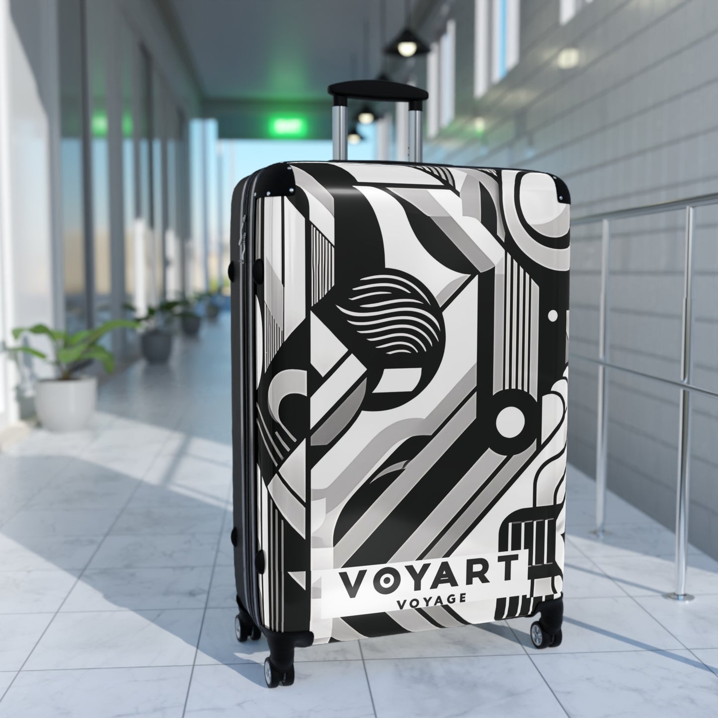 VV Rolling Suitcase w/360° Swivel Wheels: Gallery Black & White