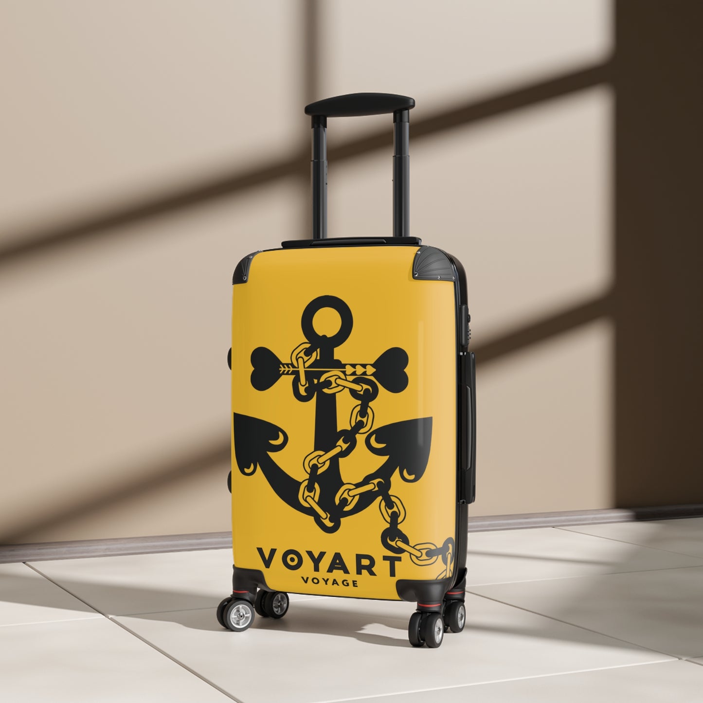 VV Rolling Suitcase w/360° Swivel Wheels: YELLOW Love Anchor