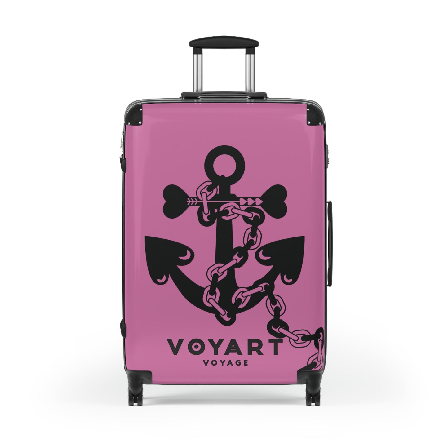 VV Rolling Suitcase w/360° Swivel Wheels: LIGHT PINK Love Anchor