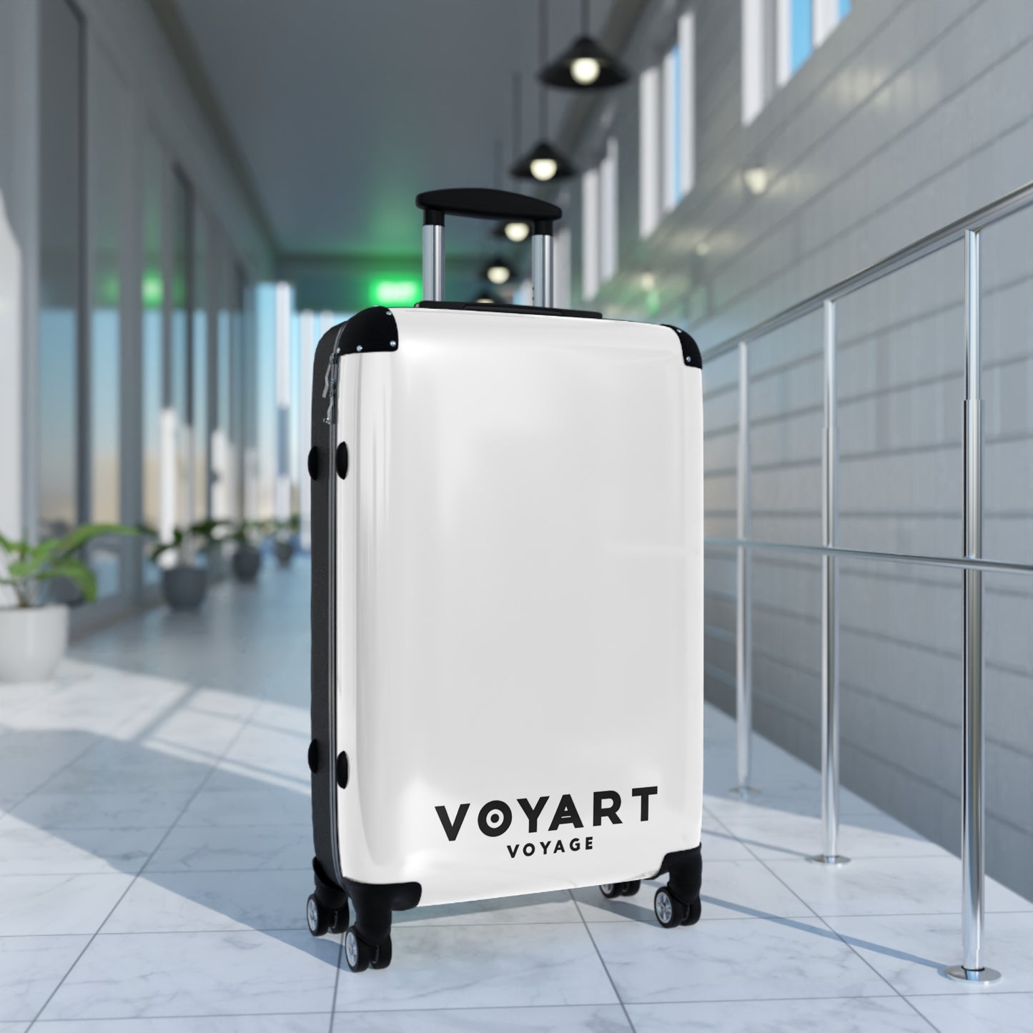 VV Rolling Suitcase w/360° Swivel Wheels: White Snow