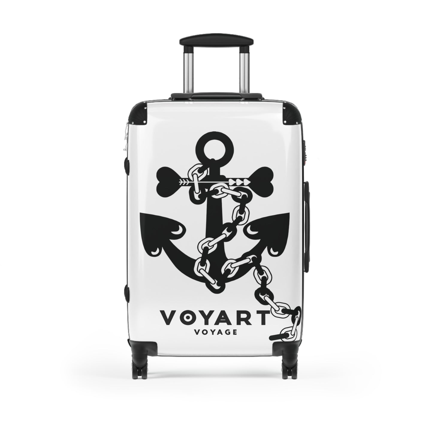 VV Rolling Suitcase w/360° Swivel Wheels: WHITE Love Anchor