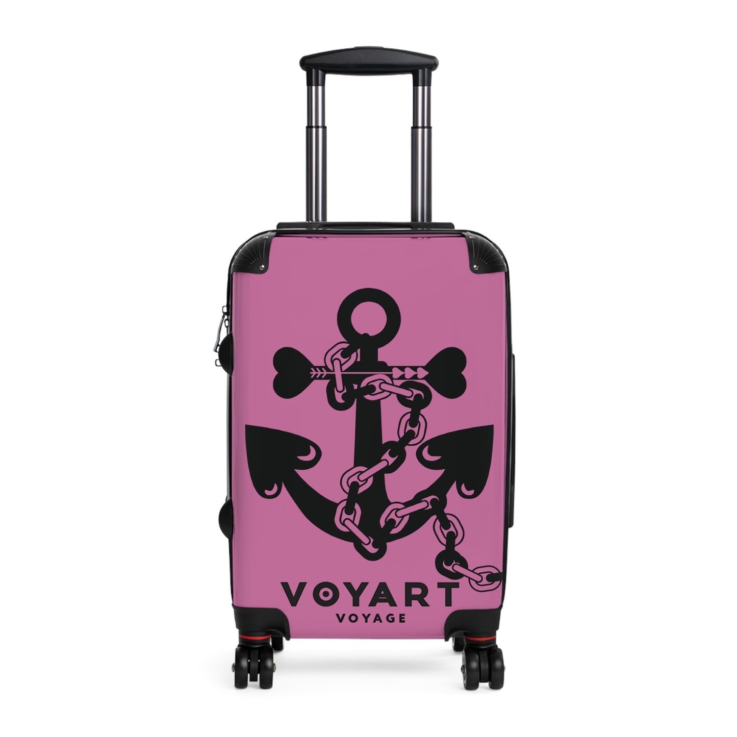 VV Rolling Suitcase w/360° Swivel Wheels: LIGHT PINK Love Anchor