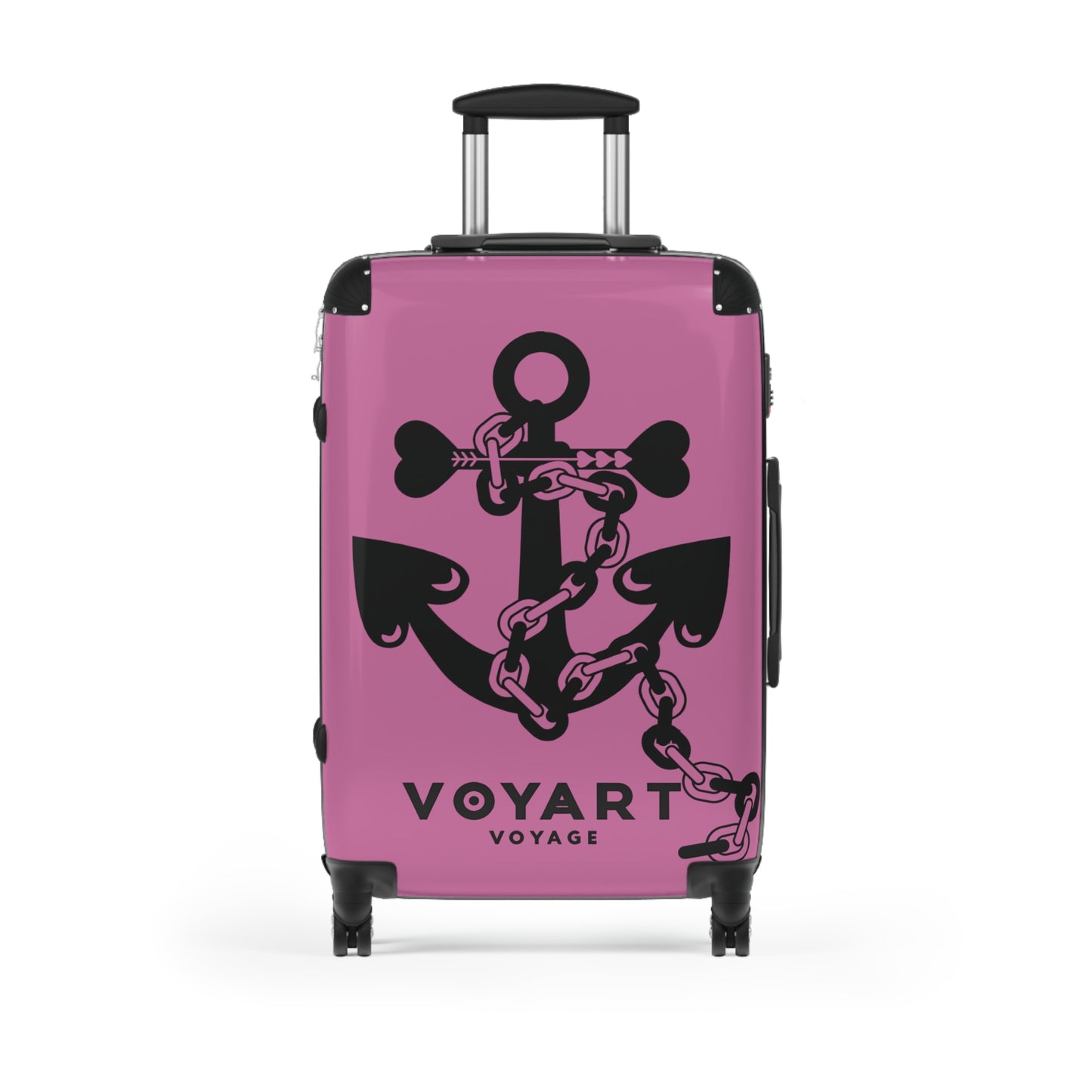 VV Rolling Suitcase w/360° Swivel Wheels: LIGHT PINK Love Anchor