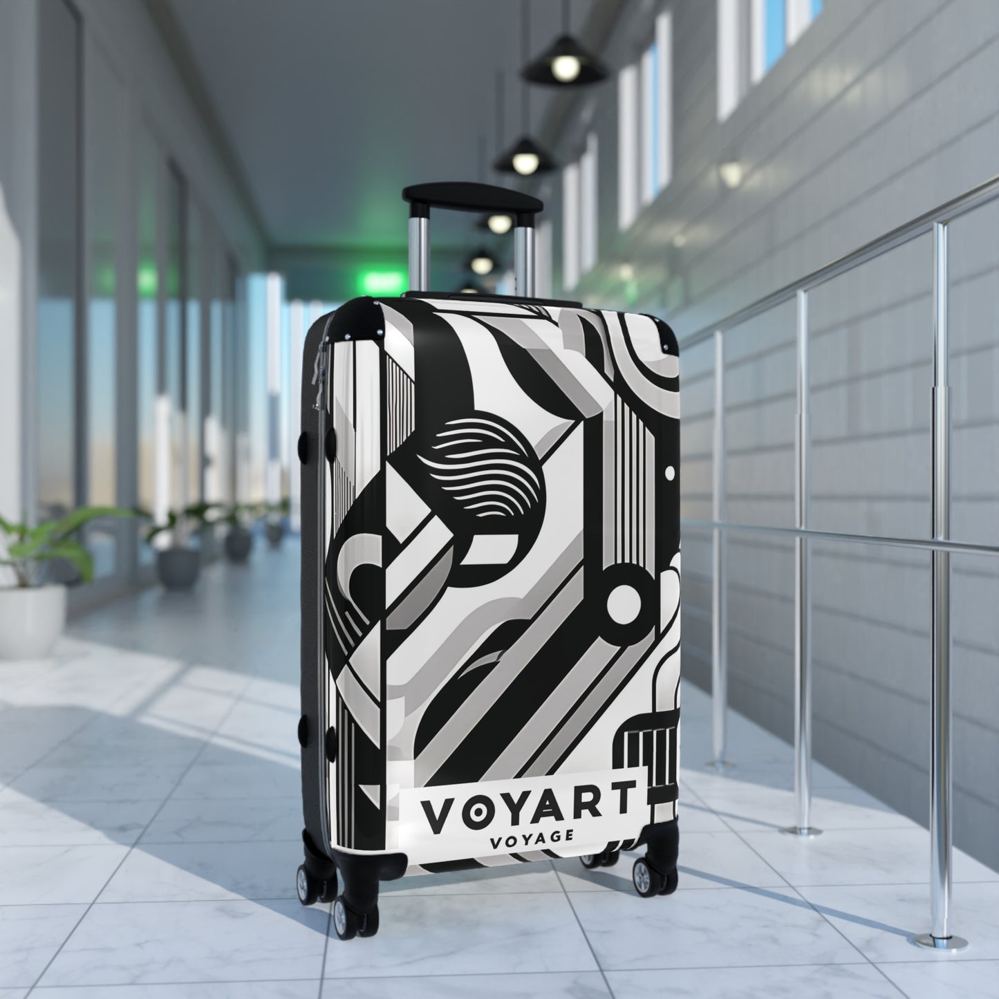 VV Rolling Suitcase w/360° Swivel Wheels: Gallery Black & White