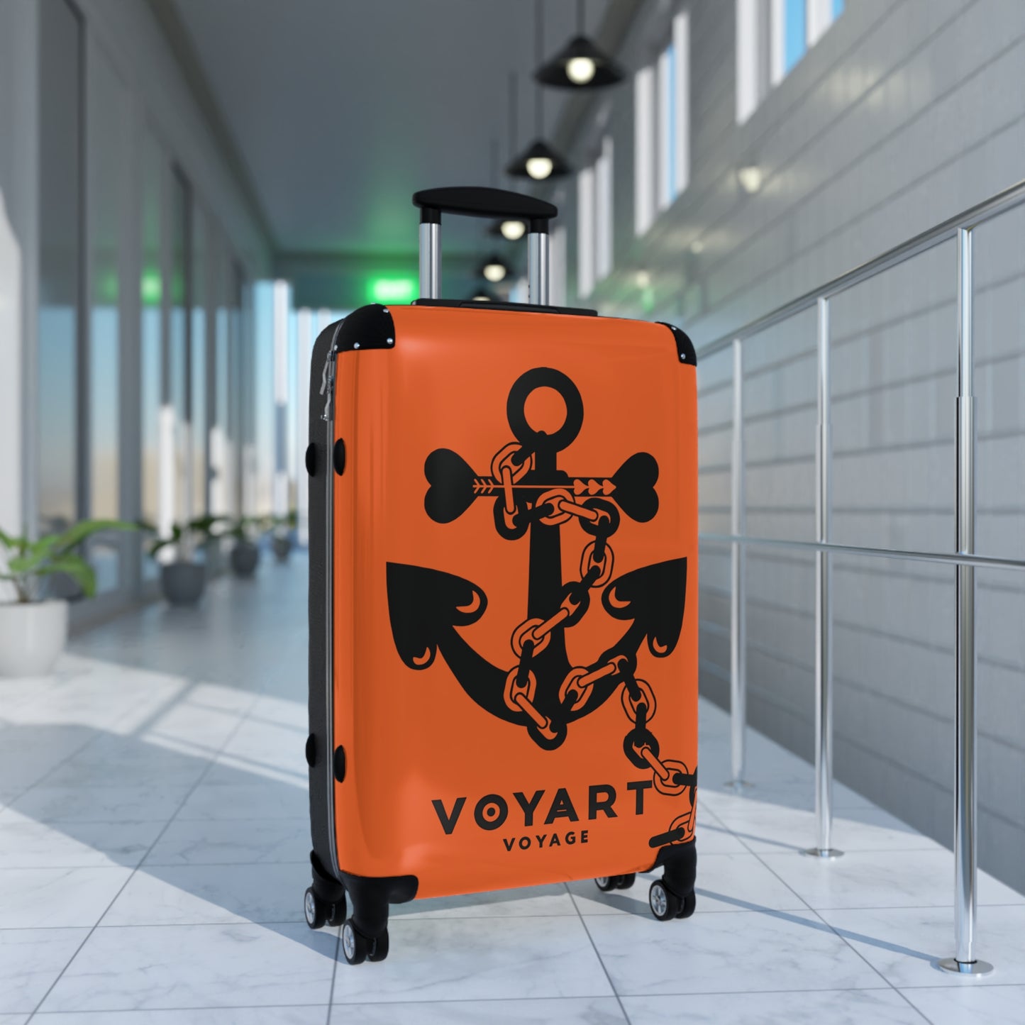 VV Rolling Suitcase w/360° Swivel Wheels: ORANGE Love Anchor